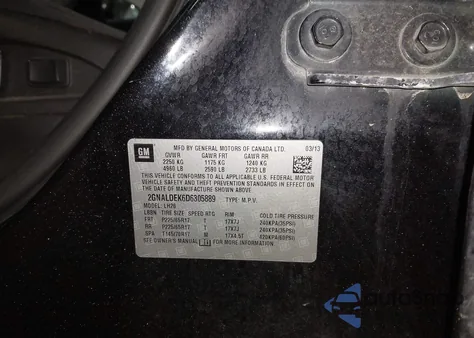 2013 Chevrolet Equinox 1Lt z USA, uszkodzony, nr VIN 2GNALDEK6D6305889